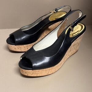 Michael Kors Black Cork Wedge Sandals